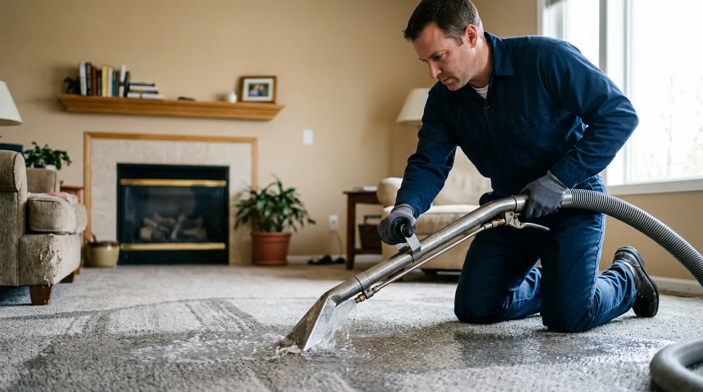 Water damage restoration technician working near Auburn, NY